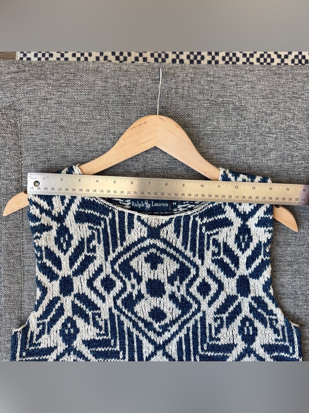 Vintage Ralph Lauren Blue Label Sweater Vest Size M Hand Knit Cotton Linen - Picture 12 of 12